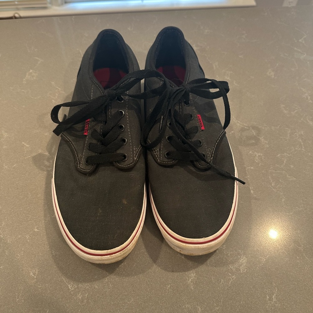 Vans Black Canvas Sneakers with Red Accents